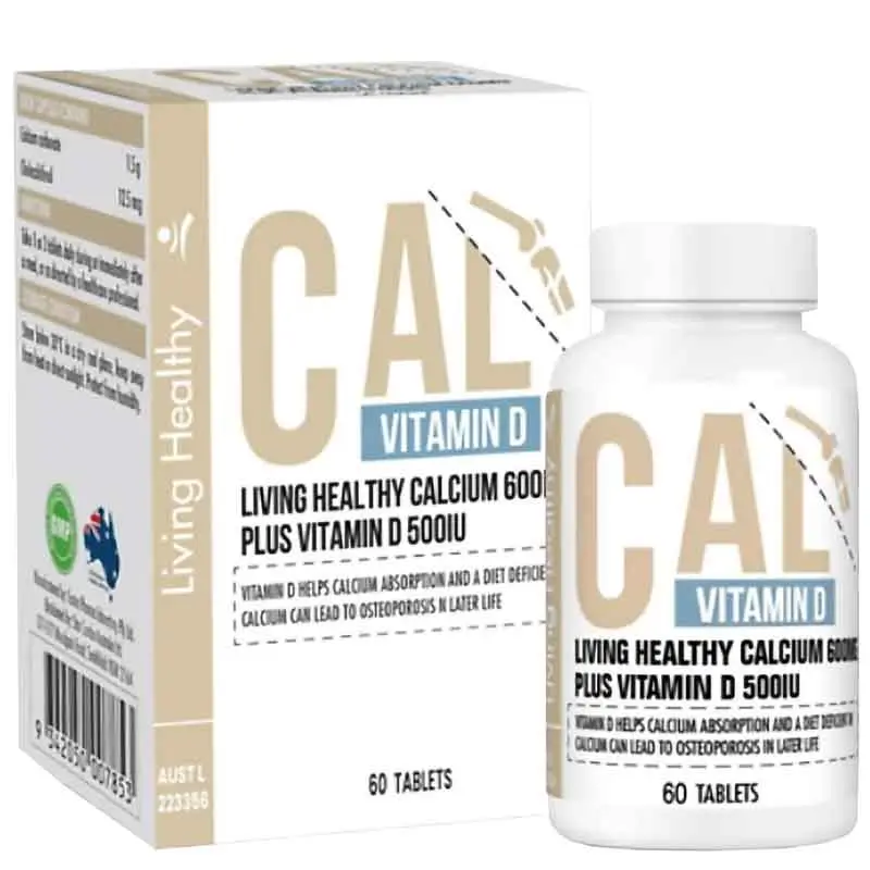 Living Healthy Calcium 600mg plus Vitamin D 500IU, Hỗ trợ giảm nguy cơ loãng xương